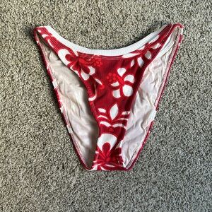 Roxy red and white bikini bottom. Size Medium.